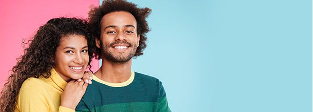 Smiling young man and woman