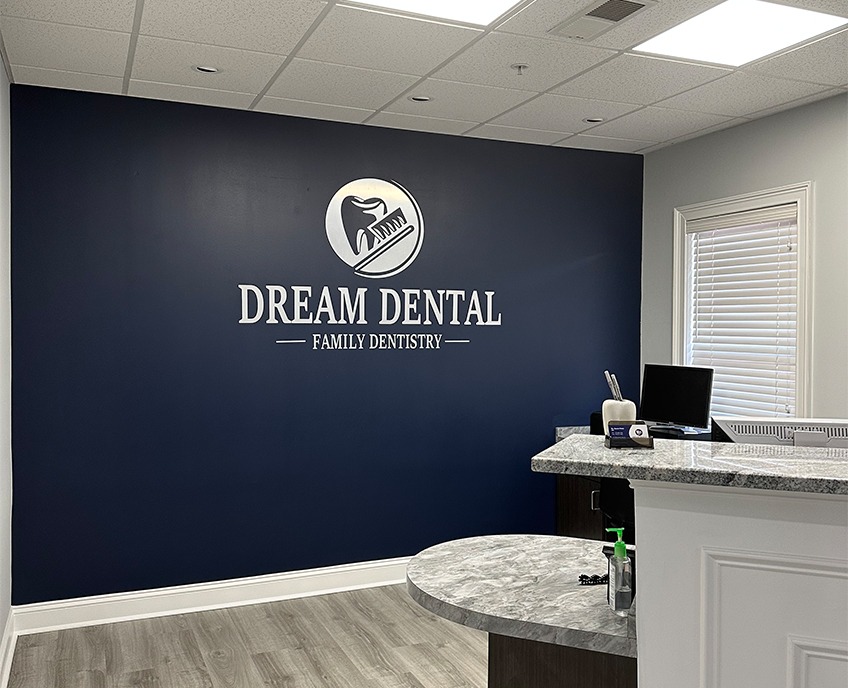 Reception area of Dream Dental office in Woodstock