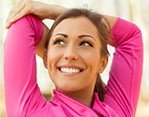 Woman stretching outdoors